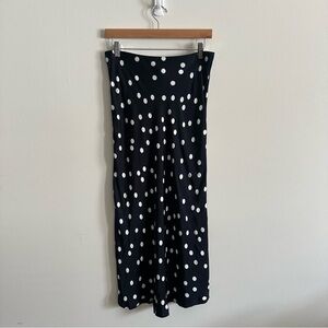 Polka Dot Maxi Satin Slip Skirt — Black and White — size M